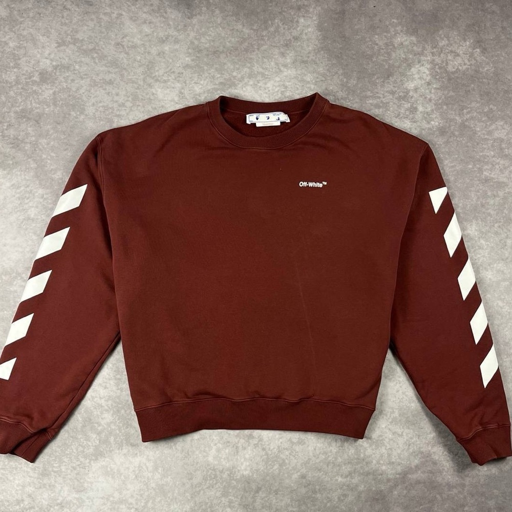 [232] Off White Diagonal Helvetica Over Crewneck Sweatshirt XXL Size